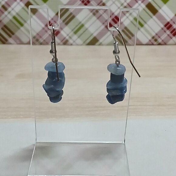 Fashion Hand Crafted Silver Tone with Blue Stone Earrings Costume Jewelry #81 - Picture 5 of 11